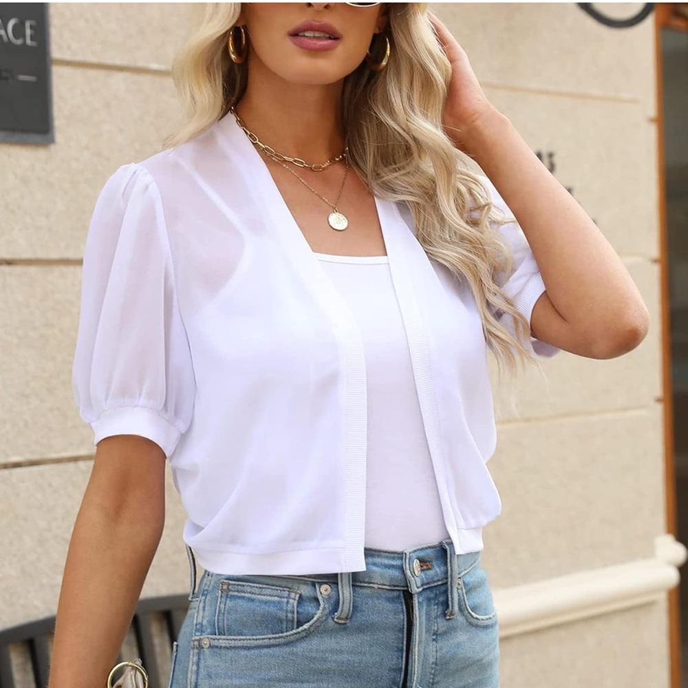 Chic Sheer White Shoulder Cover Up